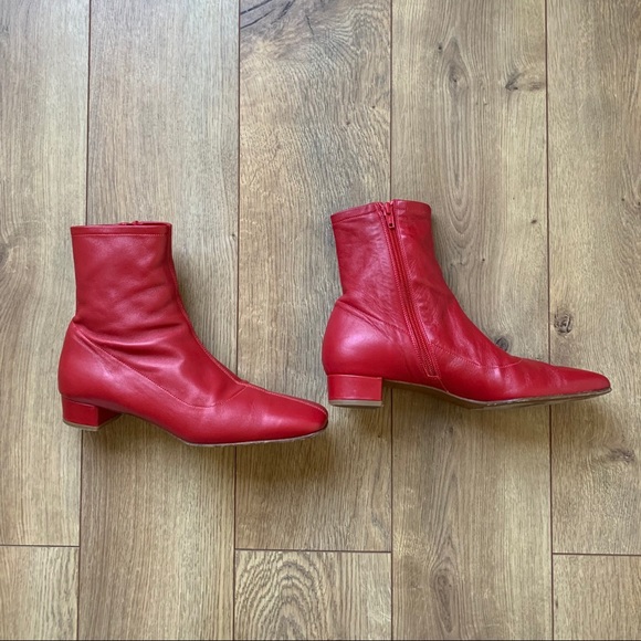 BY FAR Red Este Ankle Boots - Picture 2 of 11